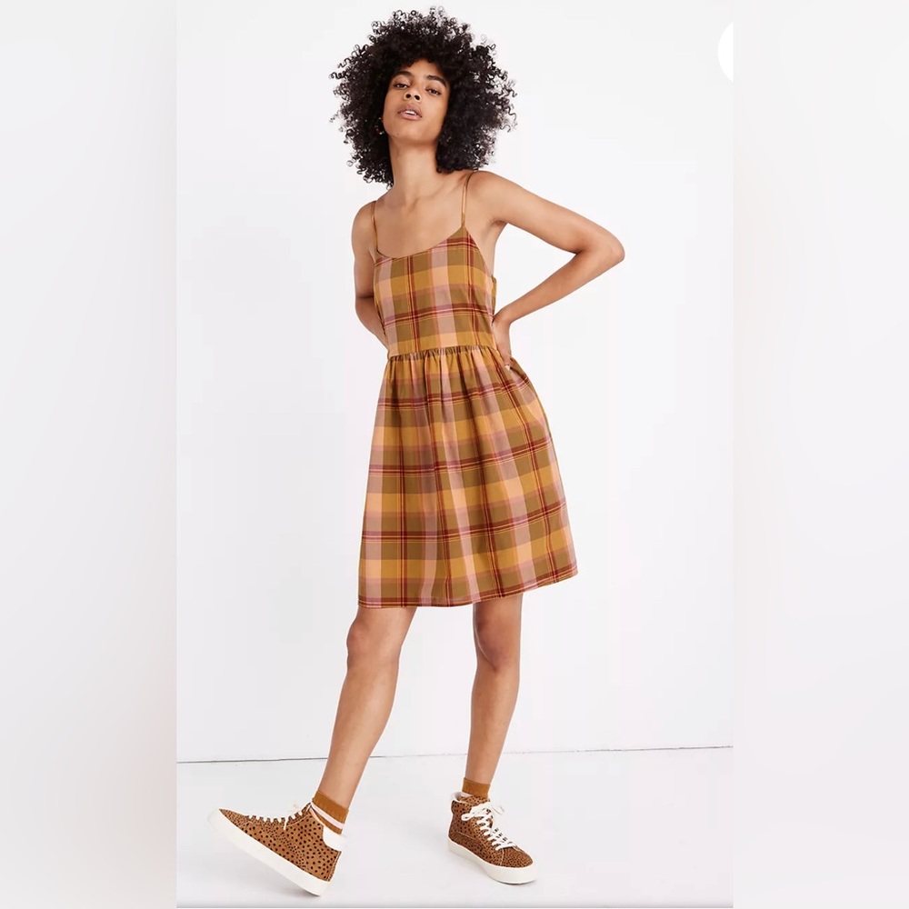 Madewell plaid babydoll cami dress